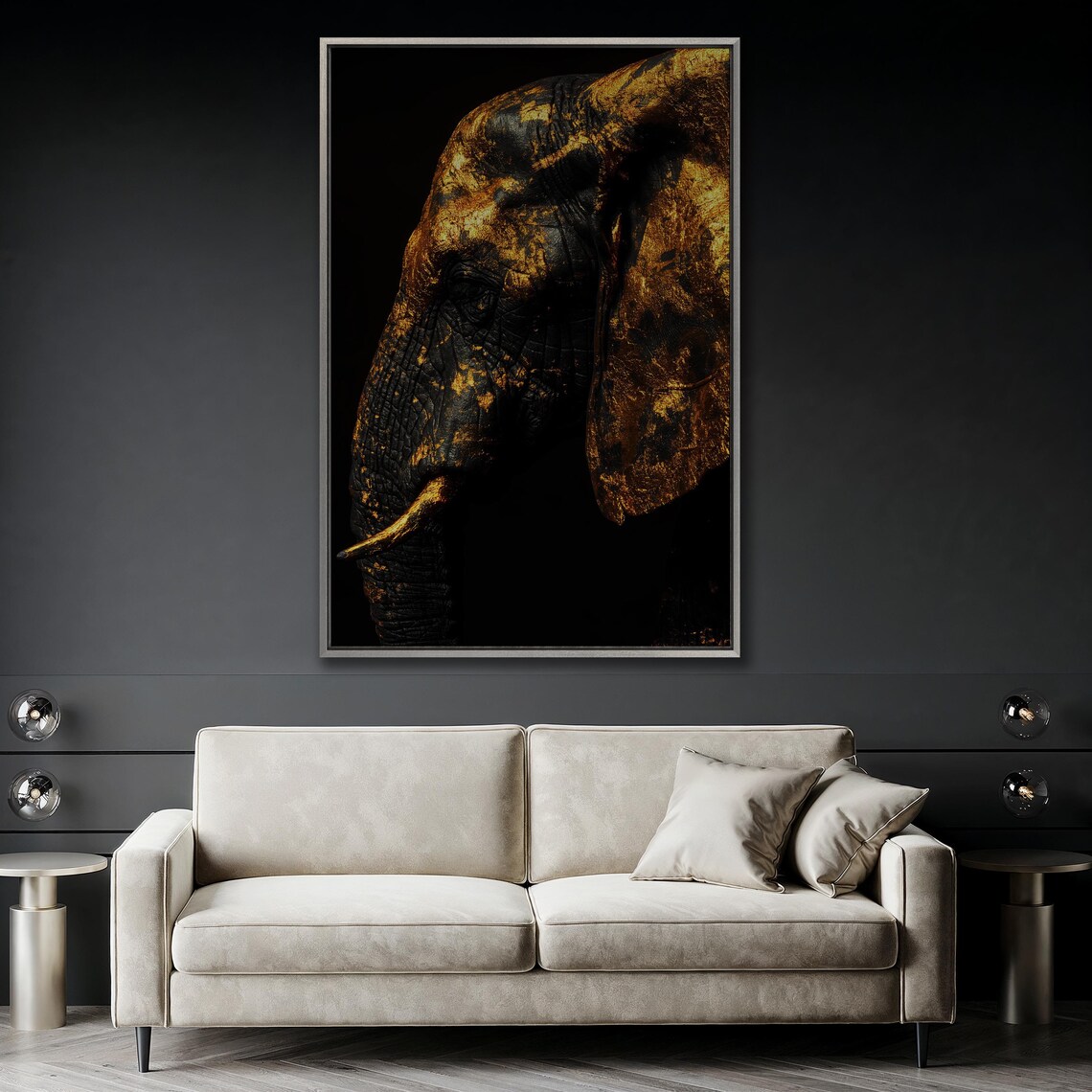 Gilded Elephant Profile, African Safari Poster Print - Image 3