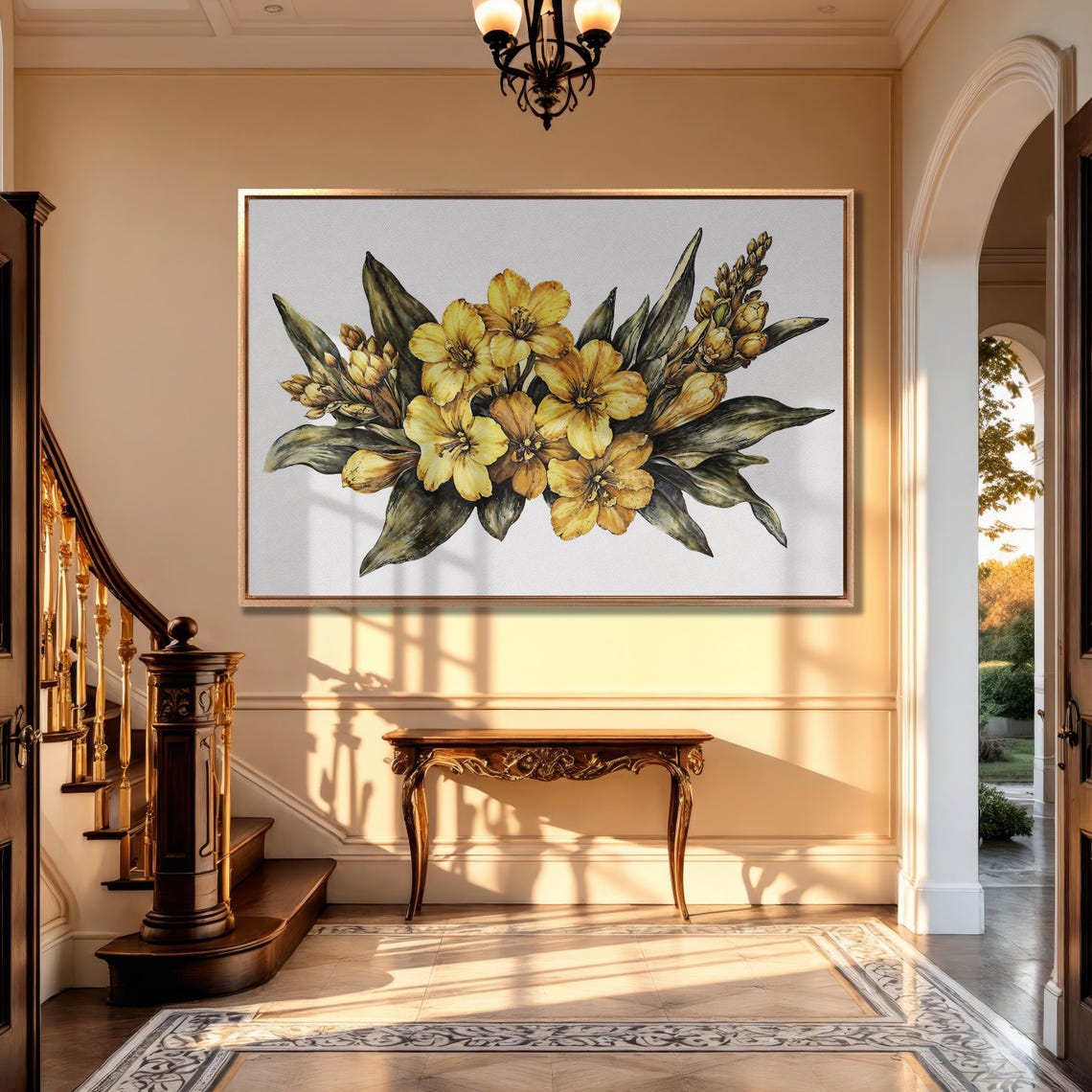 Radiant Golden Yellow Flowers Bouquet Botanical Painting Poster - Image 5