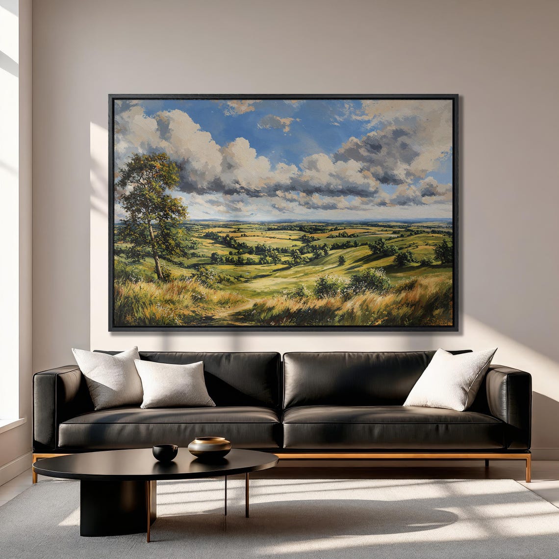 Rolling Hills Panorama with a Lone Tree and Big Clouds Poster - Image 3