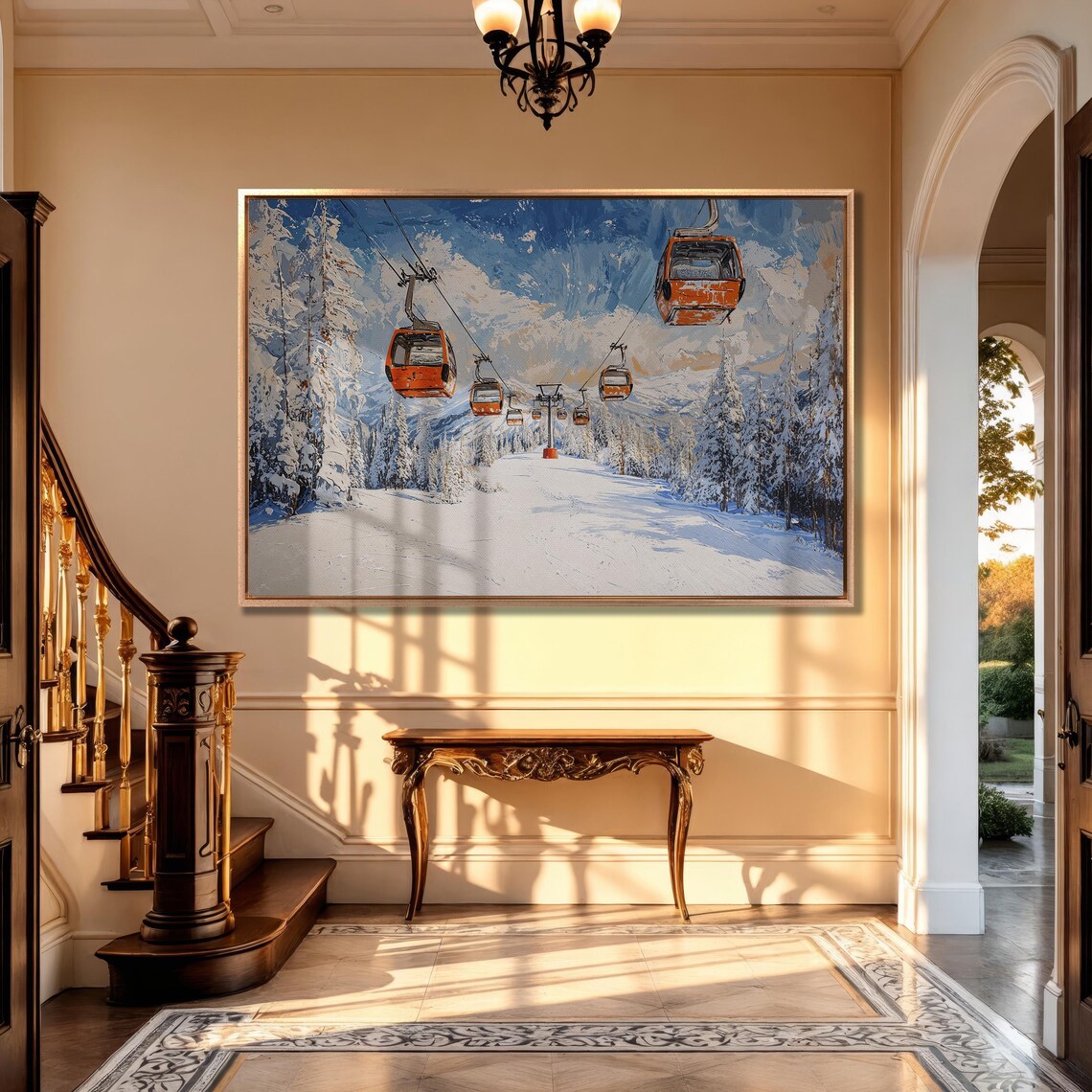 Ski Resort Winter Landscape, Skiing Poster Print - Image 3