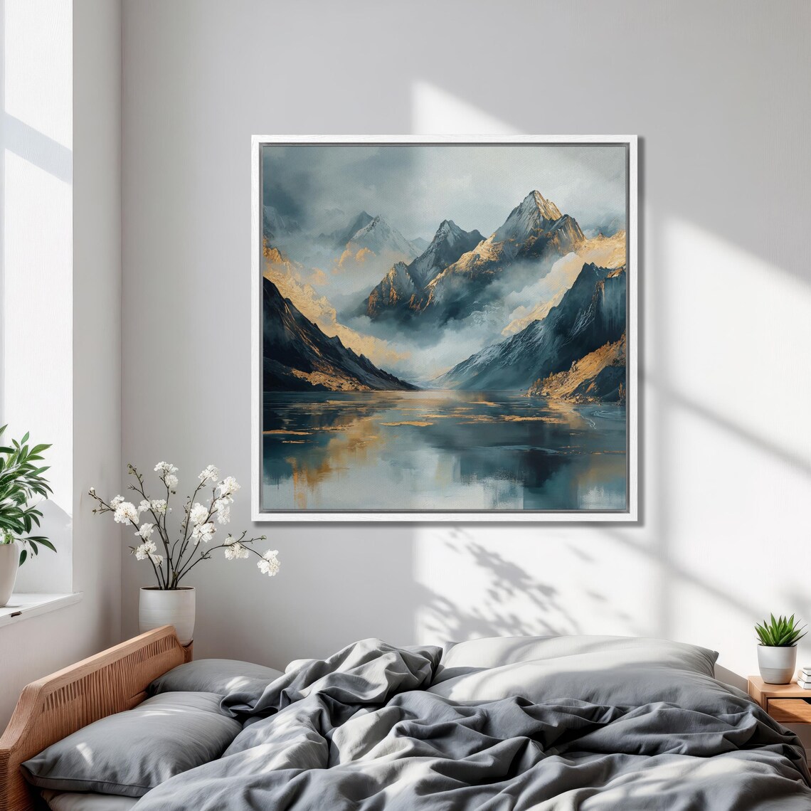 Misty Mountain Range Lake View Landscape Poster - Image 3