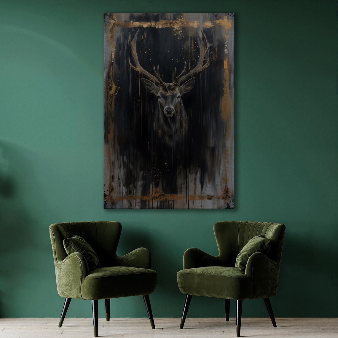 Majestic Stag Portrait Painting, Wildlife Poster - Image 2