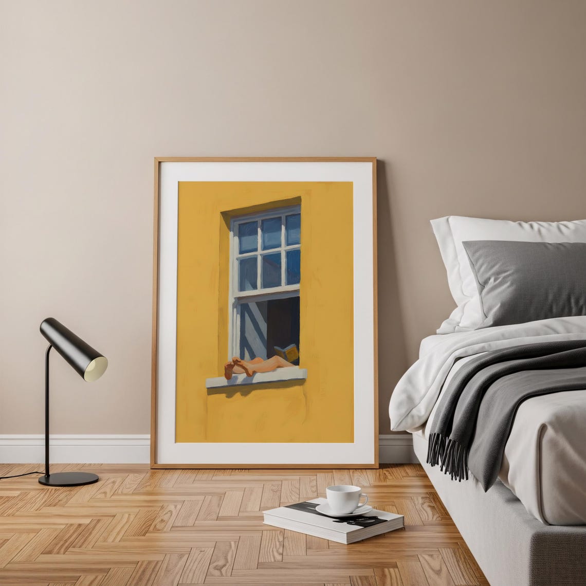 Woman Reading Print Sunny Yellow Window Botanical Art - Image 4