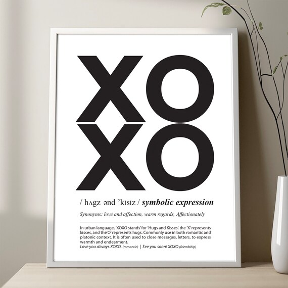 Xoxo Definition Poster Hugs And Kisses Print Minimalist Wall Decor Dictionary Art