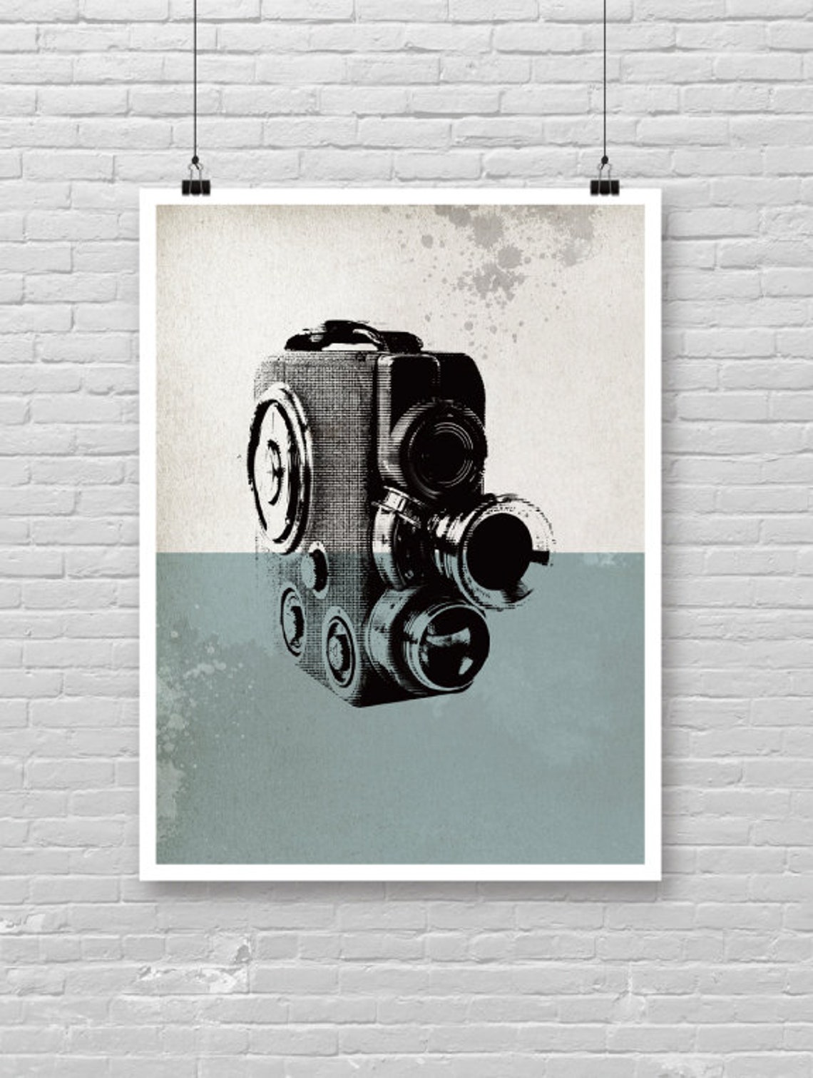 Vintage Twin Lens Reflex Camera Engraving Retro Photography Art Poster
