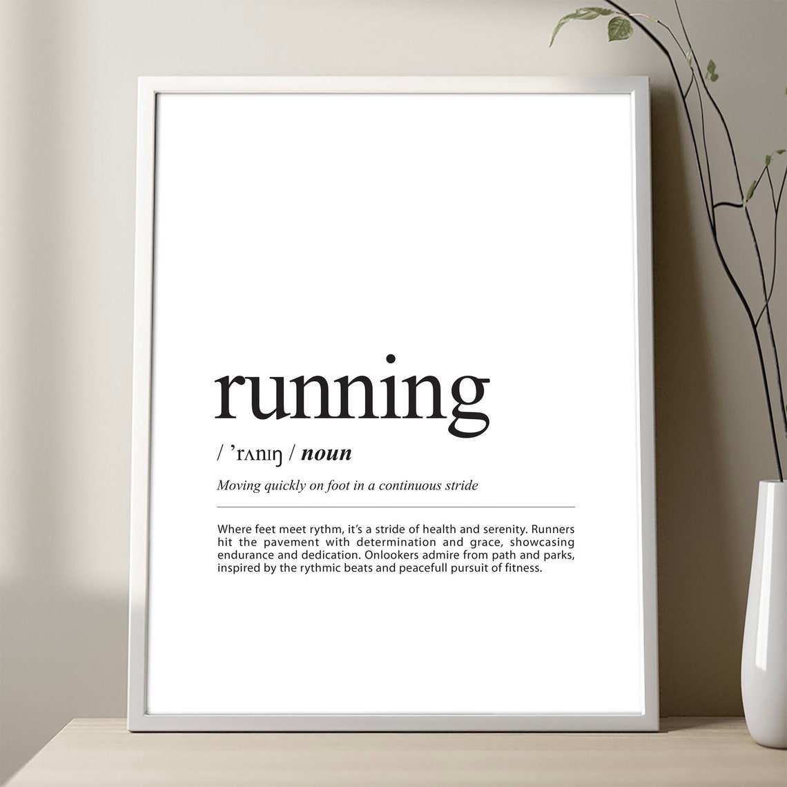 Running Definition Minimalist Dictionary Style Runner Gift Poster