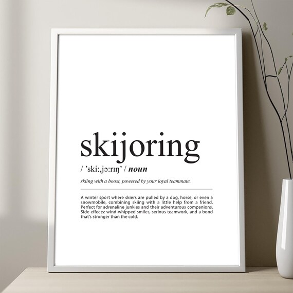 Skijoring Definition Print Minimalist Poster Sport Art Room Decor Wall