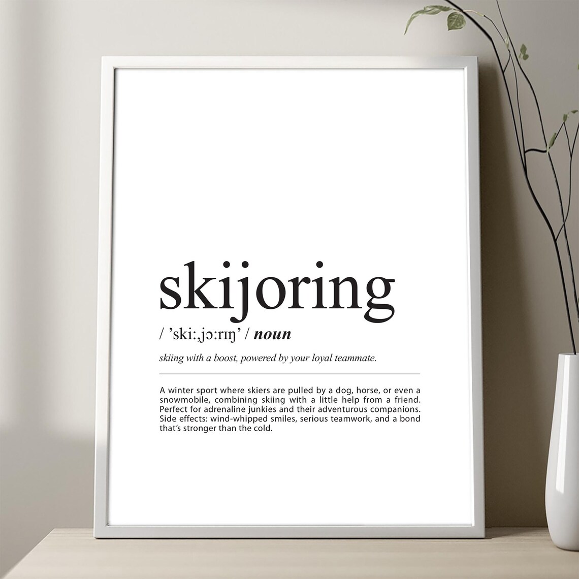 Skijoring Definition Print Minimalist Poster Sport Art Room Decor Wall