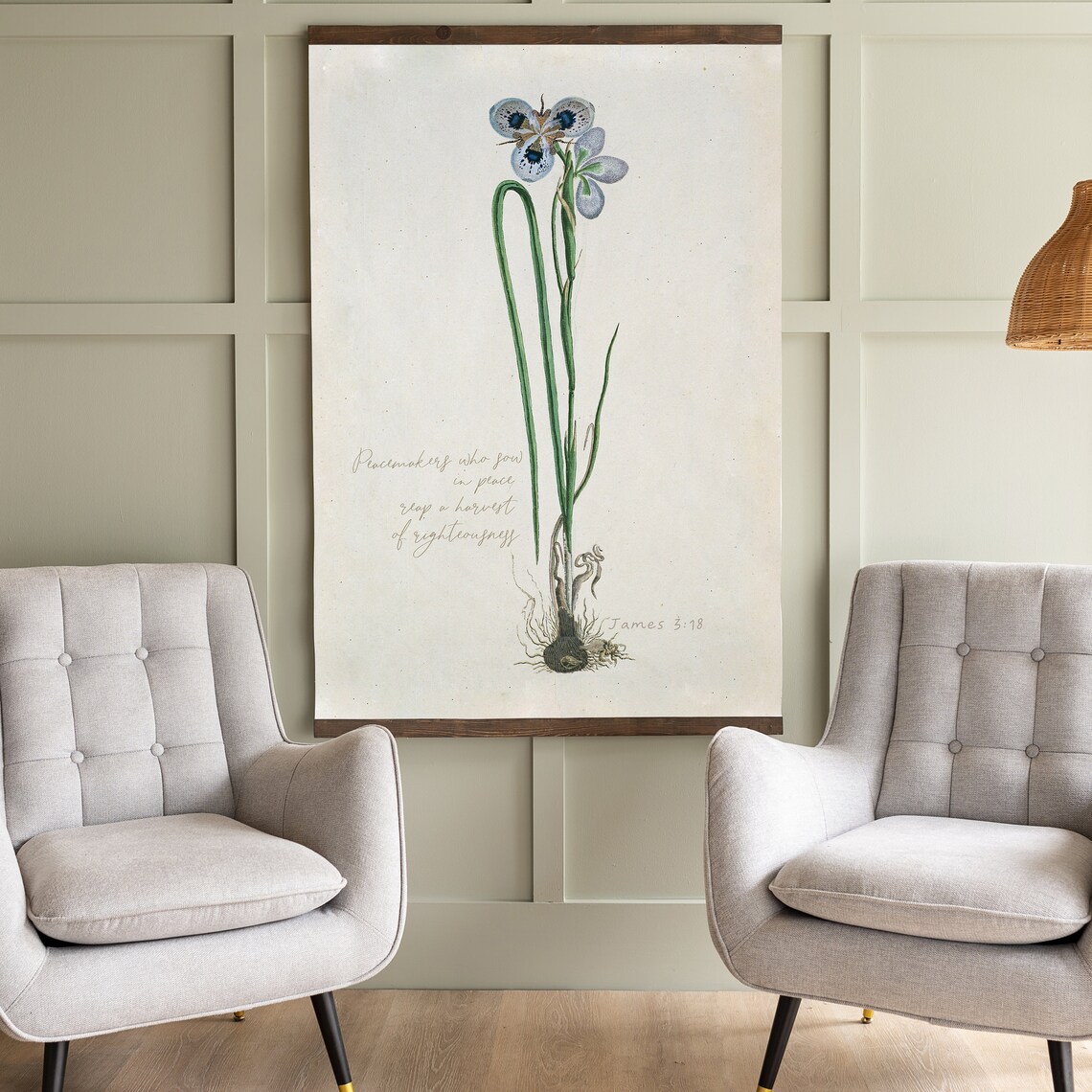 James 3:18 Peacemakers Quote With a Vintage Iris Botanical Study Poster - Image 3