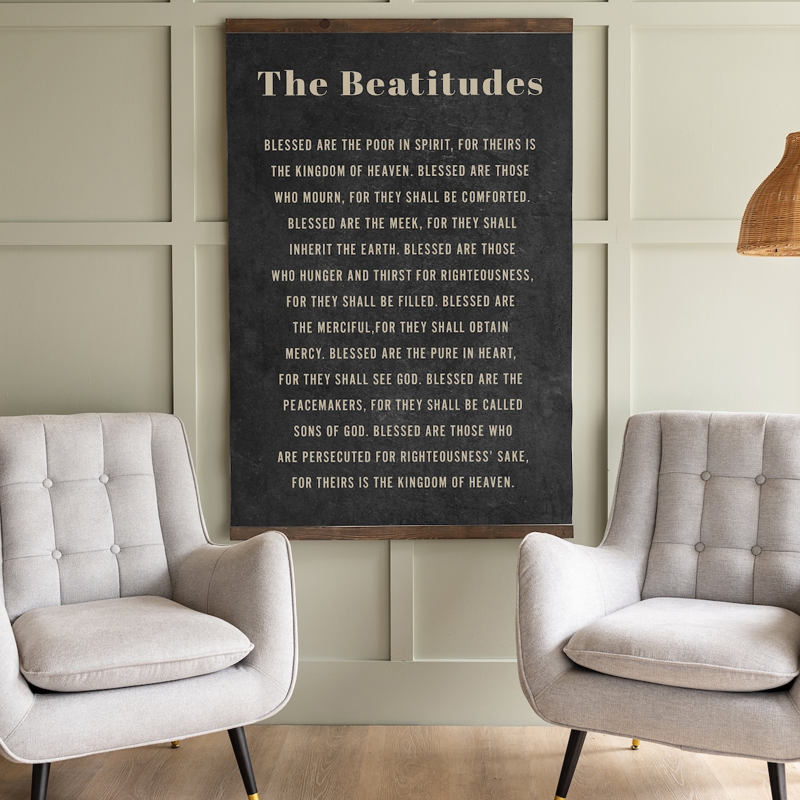 The Beatitudes Scripture Christian Typography Black Background Faith Poster - Image 3