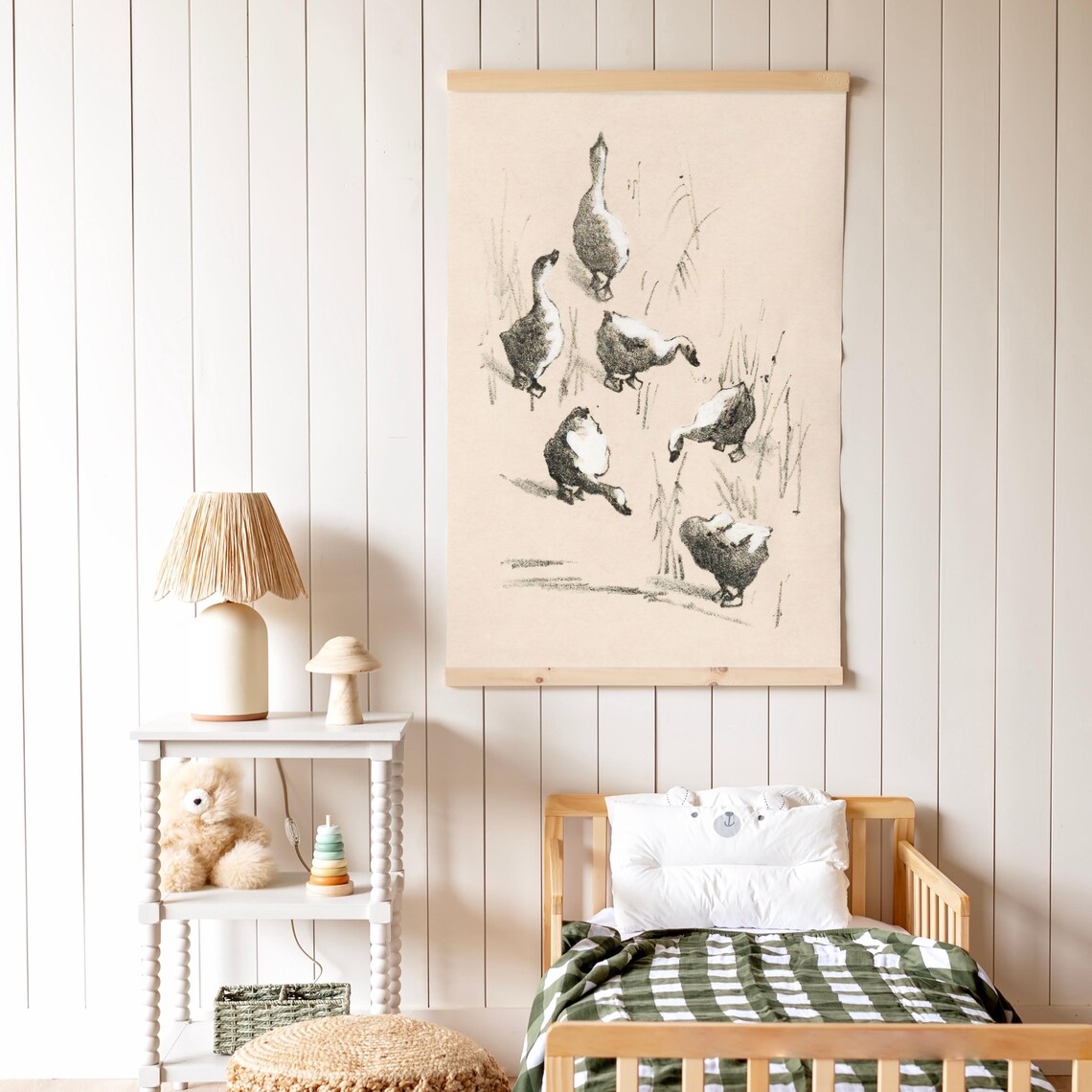 Flock of Geese Vintage Ink Sketch Rustic Farmhouse Nursery Poster - Image 2