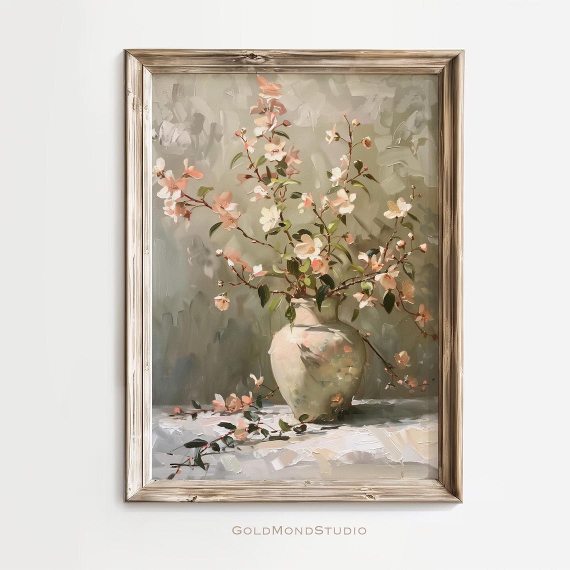 Blossom Branches Cream Ceramic Vase Vintage Still Life Poster