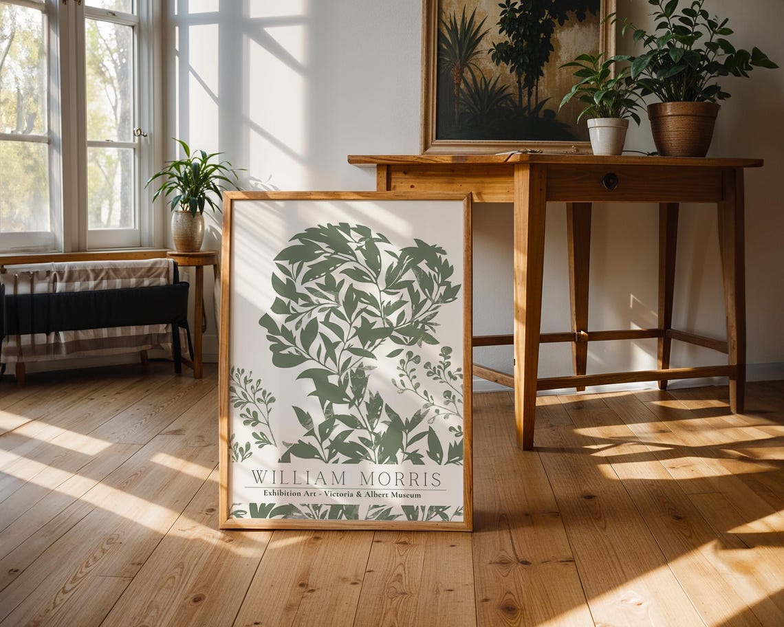 William Morris Green Leaf Sprigs Victoria and Albert Museum Poster - Image 3