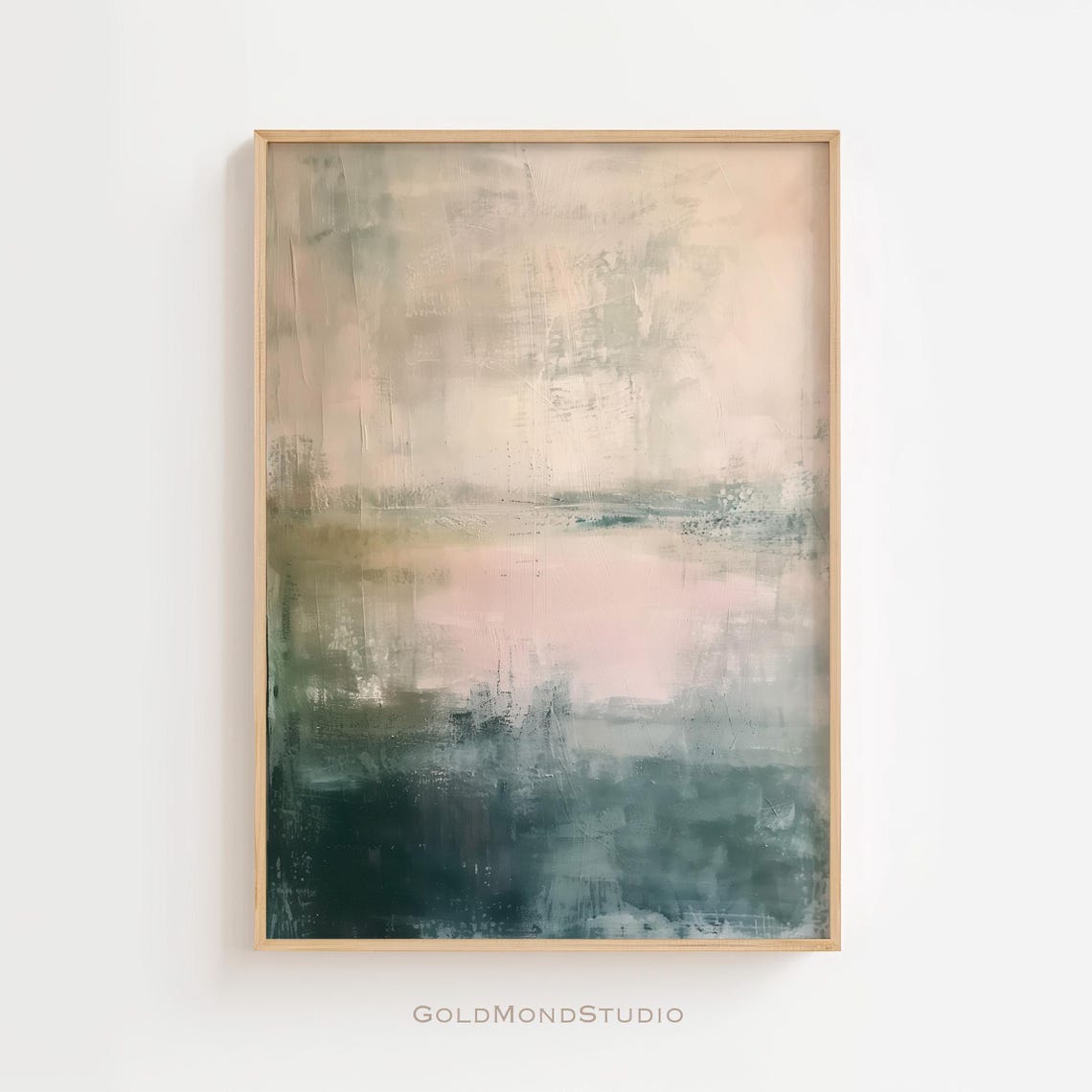 Misty Green And Beige Abstract Landscape Color Field Art Poster