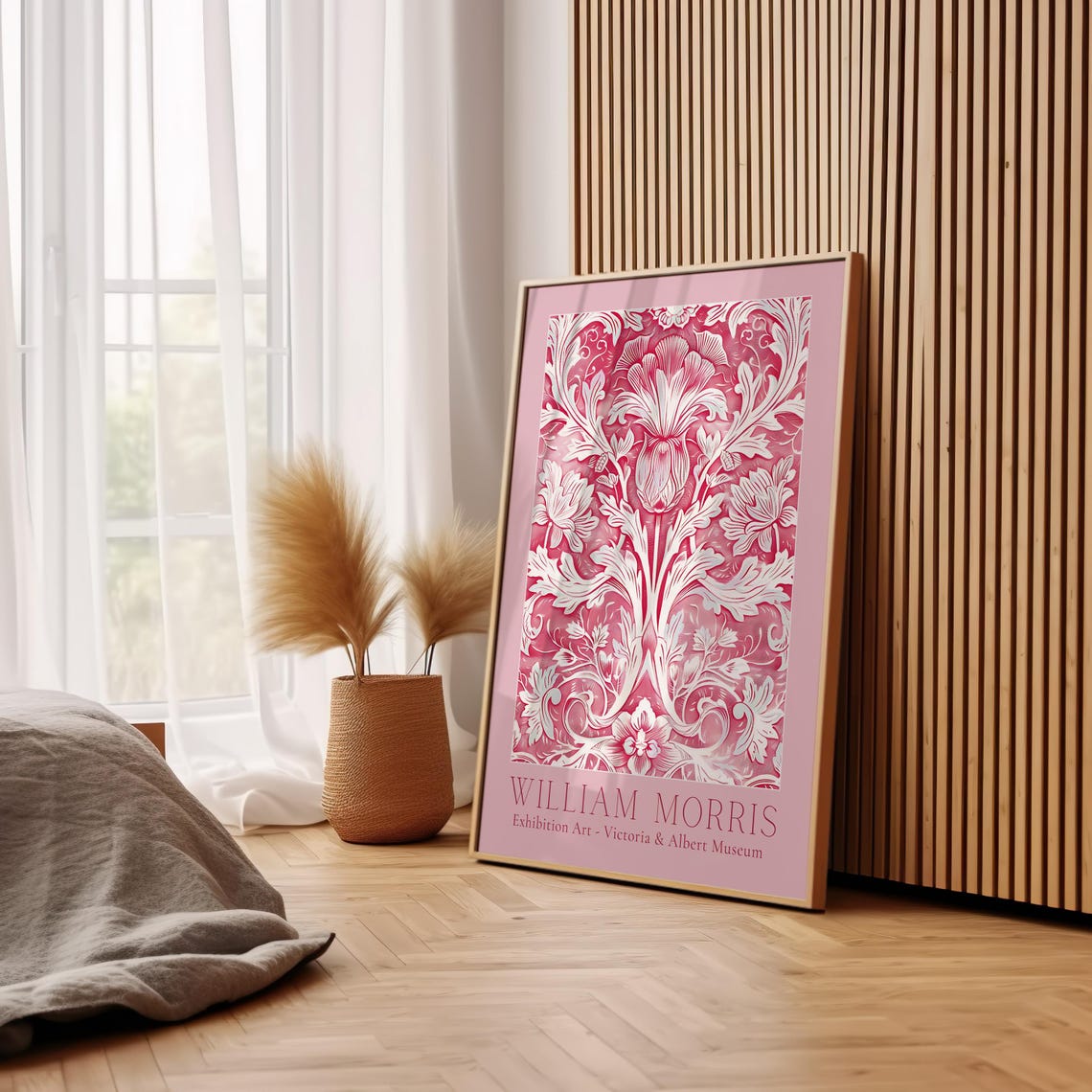 William Morris Crimson Floral Damask V&A Exhibition Art Poster - Image 2