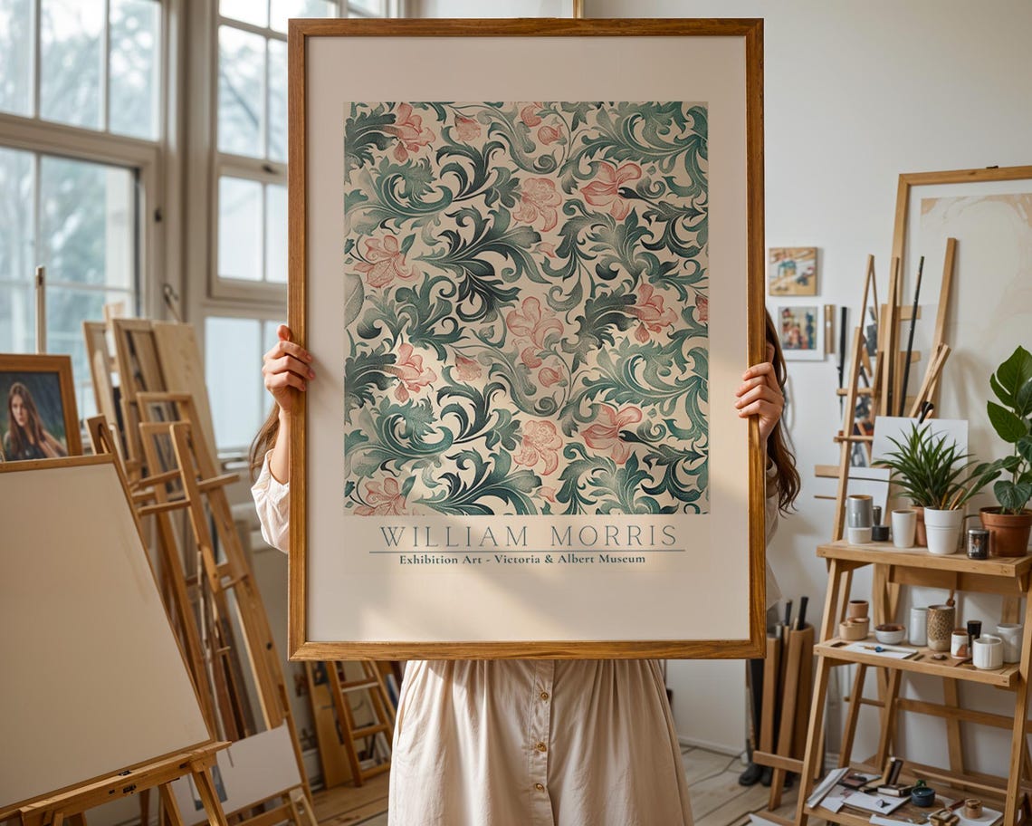 William Morris Teal Acanthus Scroll Victoria and Albert Museum Poster - Image 2