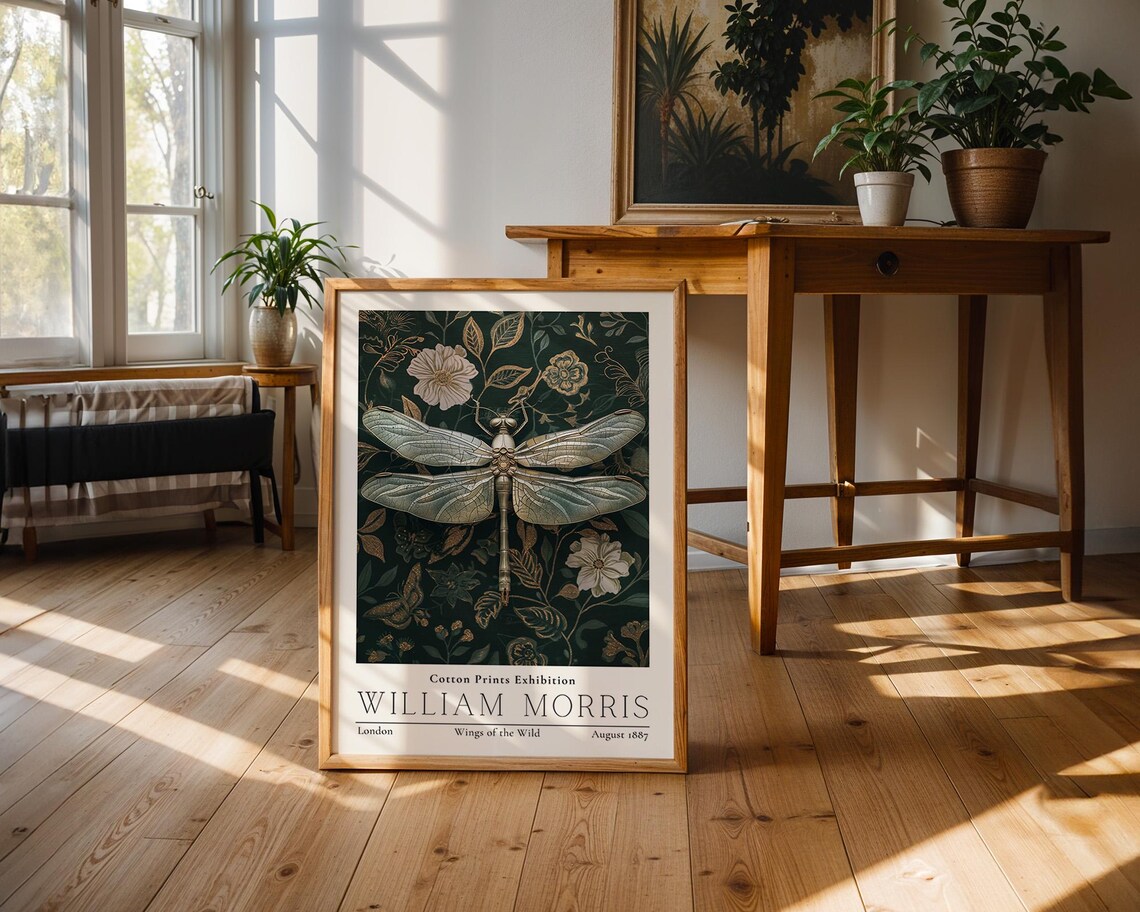 William Morris-Inspired Dragonfly Wall Art Print - Image 3