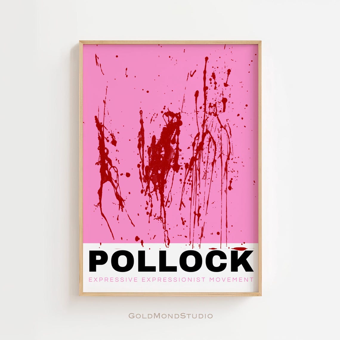 Pollock Pink and Red Splash Abstract Expressionism Art Poster