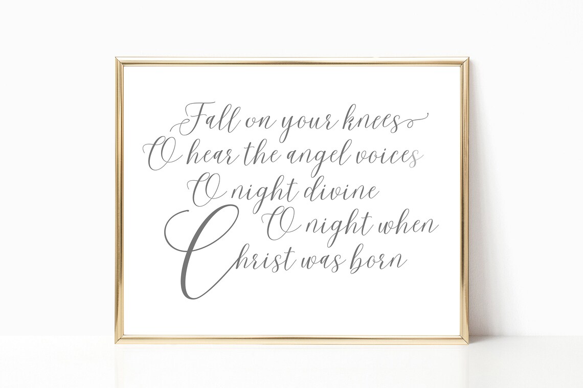 O Night Divine O Holy Night Christmas Carol Lyrics Quote Wall Art