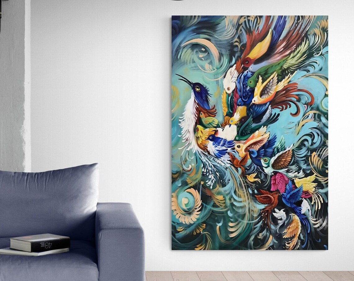 Simurgh Bird Print, Phoenix Bird Wall Art - Image 2