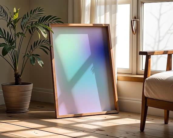 Dreamy Aura Gradient Pastel Blue Purple Mint Blurred Abstract Wall Poster