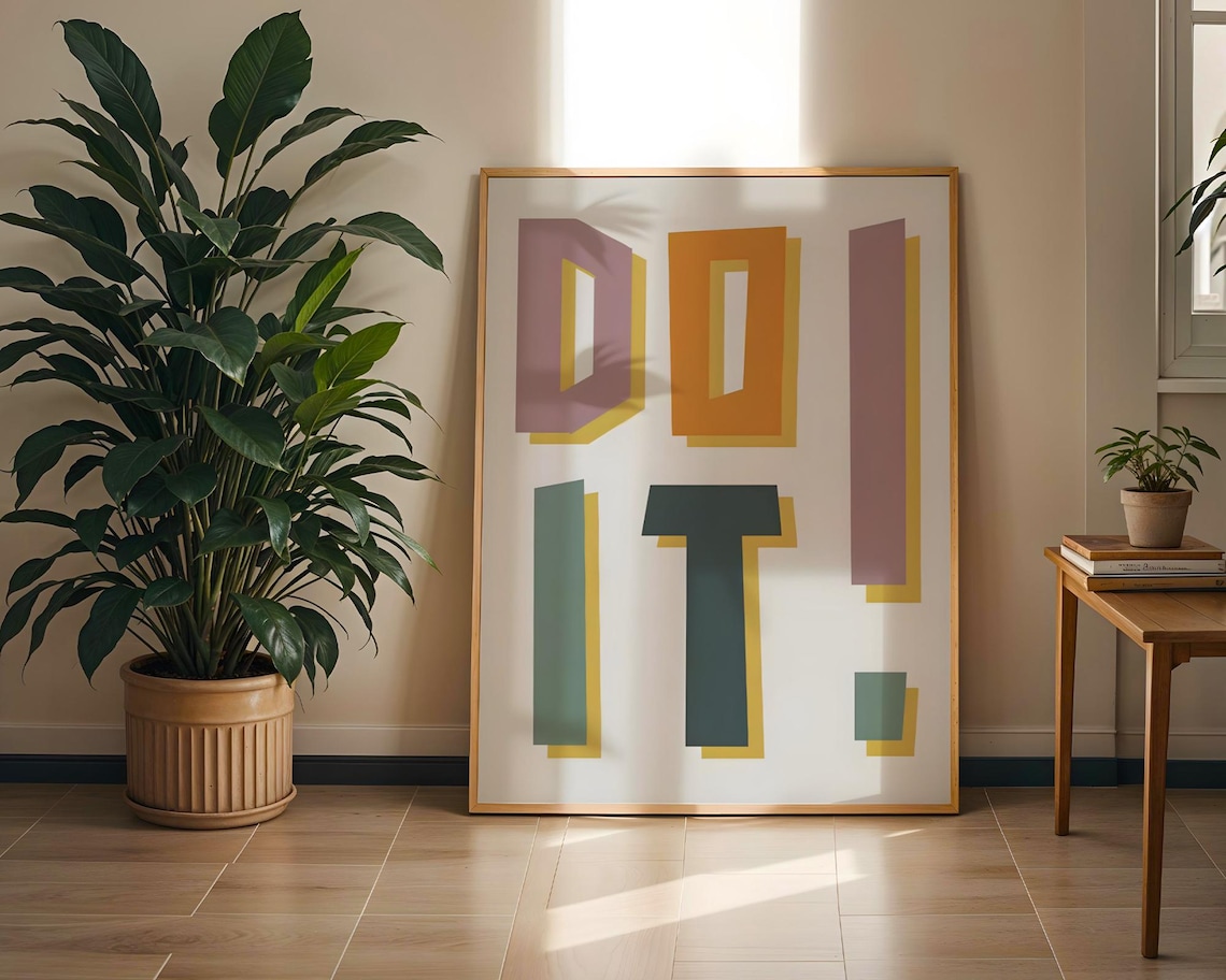 DO IT Motivational Mid Century Retro Bold Color Block Typography Poster