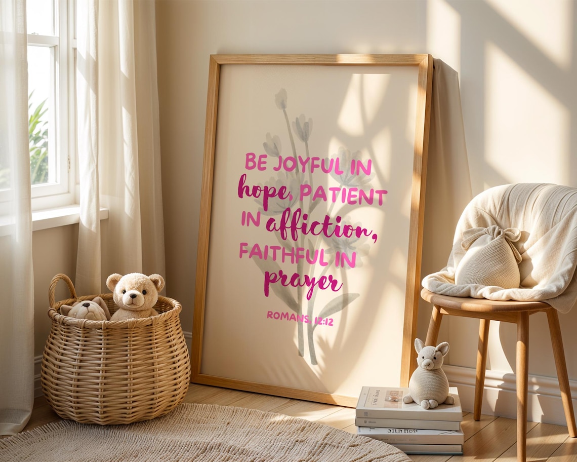 Romans 12:12 Bible Verse, Faith Poster