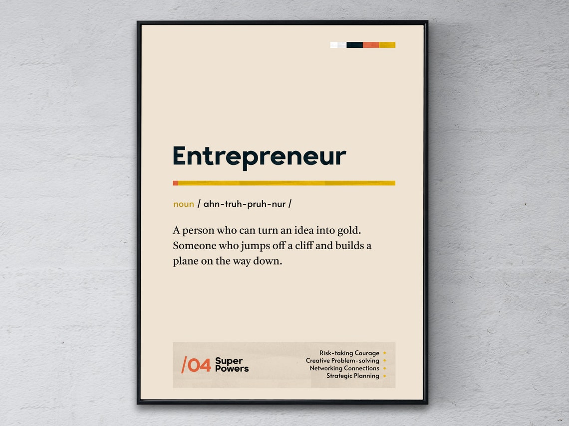 Entrepreneur Funny Dictionary Definition Business Startup Gift Poster