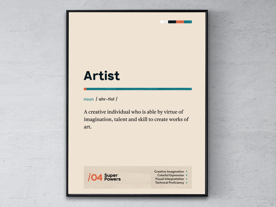 Artist Definition Cream Minimalist Dictionary Style Studio Gift Poster