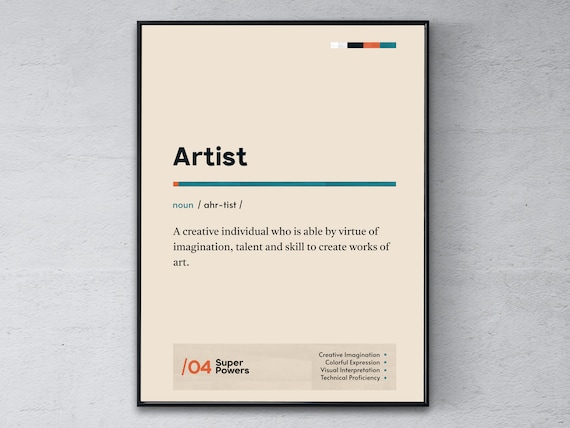 Artist Definition Cream Minimalist Dictionary Style Studio Gift Poster