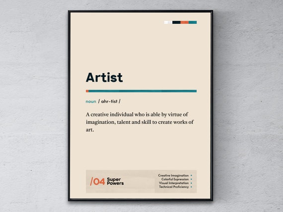 Artist Definition Poster Performer Coworker Wall Art Painter Graduation Print Funny Modern Office Gift