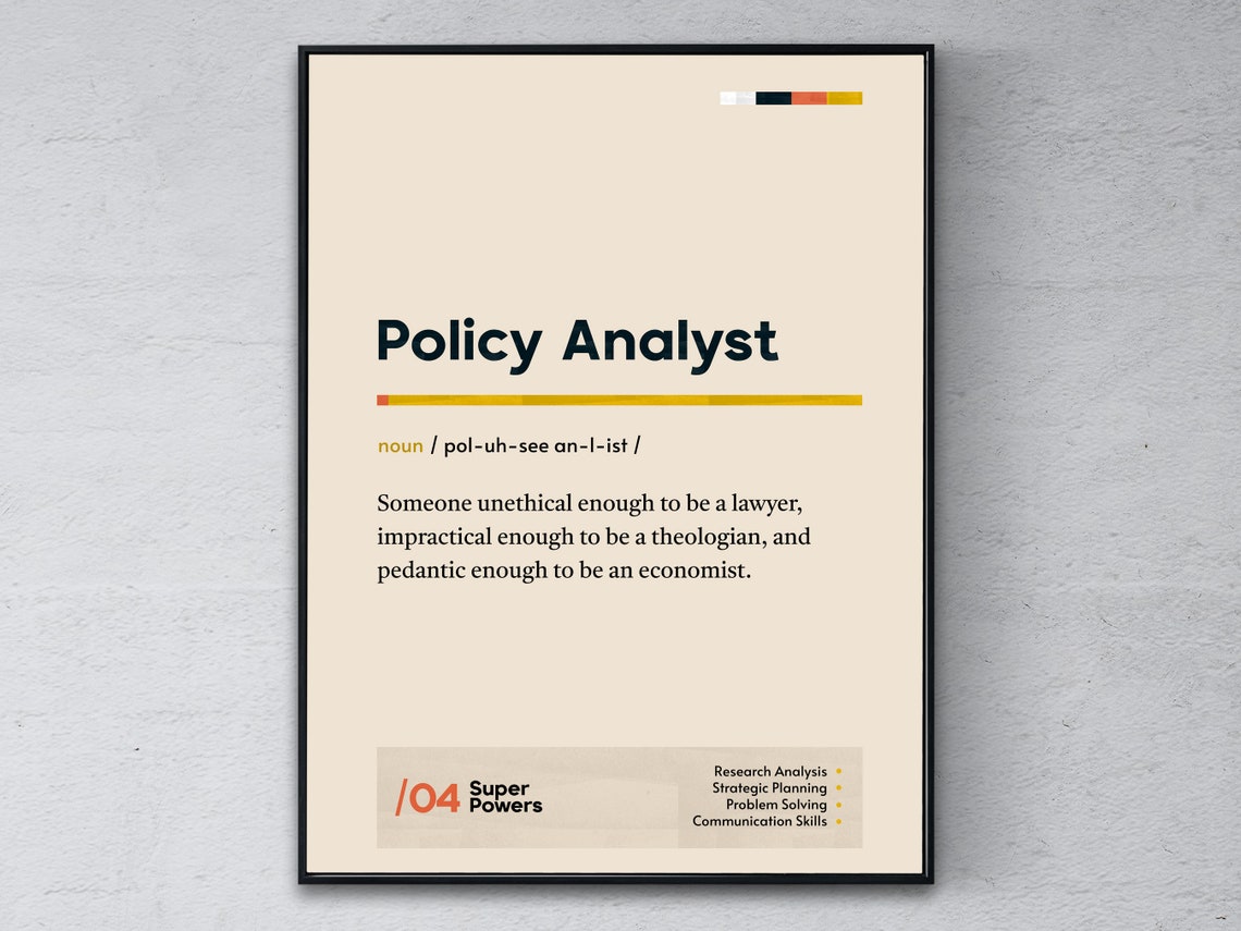 Policy Analyst Definition Funny Dictionary Style Office Poster