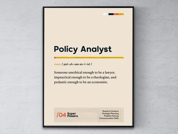Policy Analyst Definition Funny Dictionary Style Office Poster