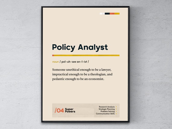 Policy Analyst Definition Poster Regulatory Graduation Print Compliance Coworker Wall Art Funny Modern Office Gift