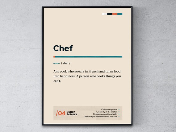 Chef Funny Definition Culinary Kitchen Coworker Graduation Gift Poster