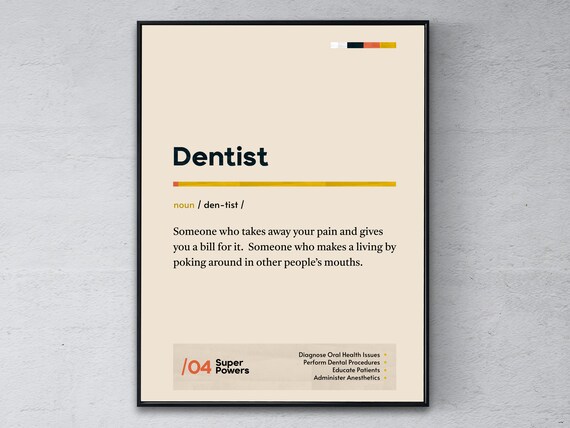 Dentist Dictionary Definition Poster Funny Dental Graduation Gift