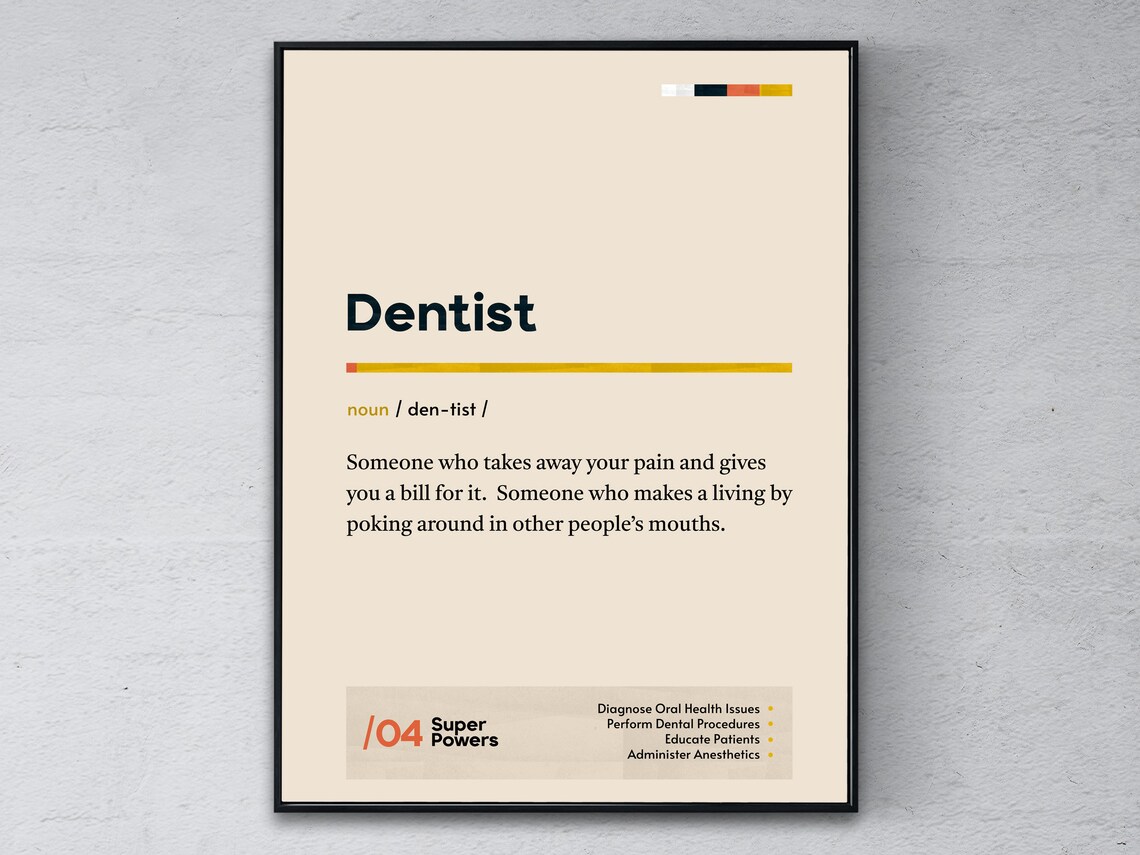 Dentist Dictionary Definition Poster Funny Dental Graduation Gift