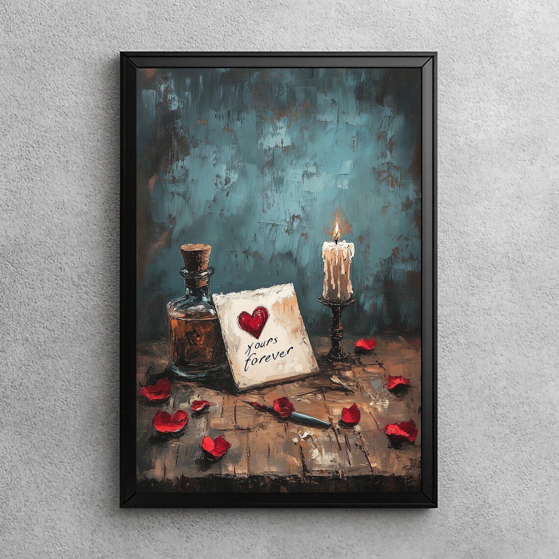Yours Forever Love Letter Candle Romantic Valentine Still Life Poster
