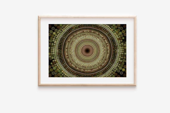 Image Print Mural Design Template Motif Circles Mandala Geometric Green Tones Natural Tones Round Rosette