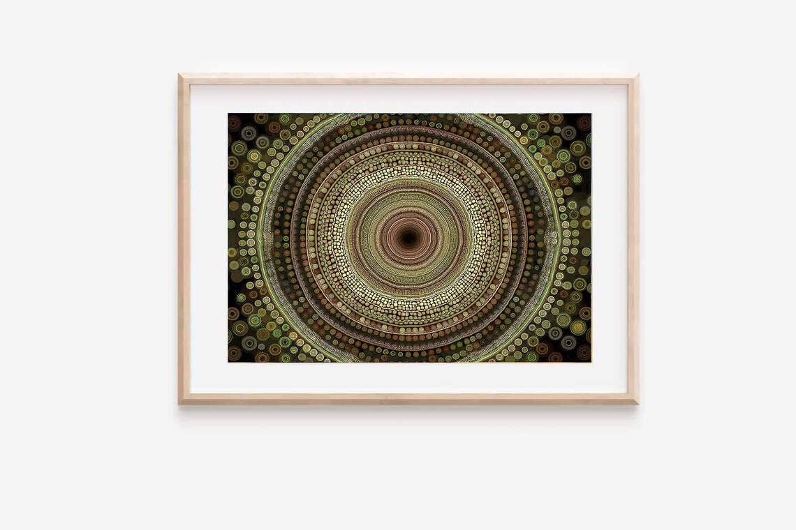 Green And Brown Mandala Of Concentric Beaded Circles Art Poster