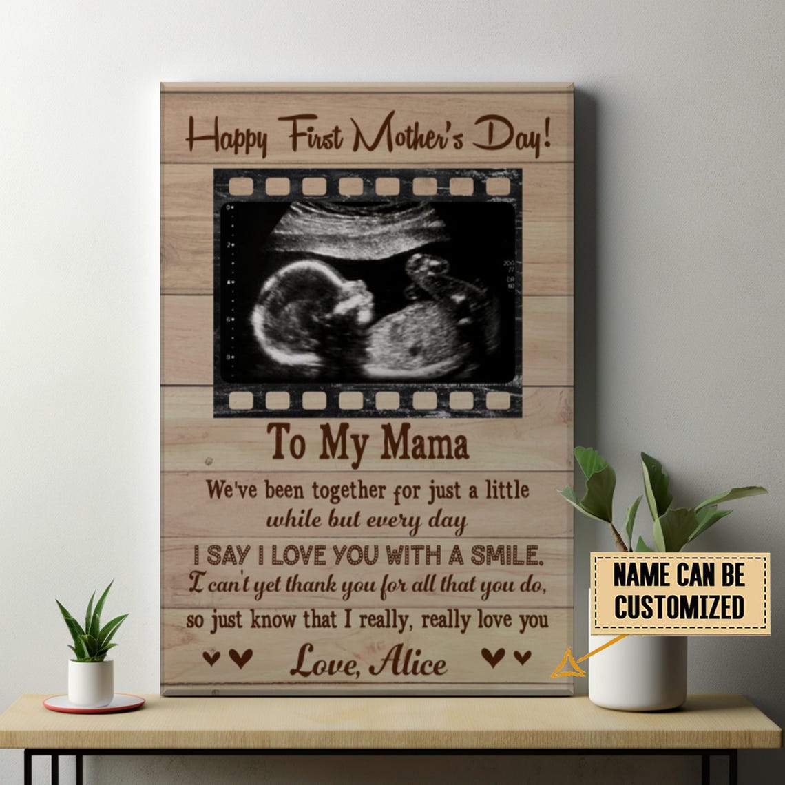 Happy First Mothers Day To My Mama Ultrasound Photo Custom Poster - Image 3