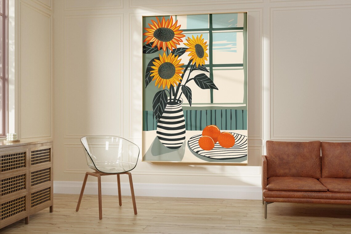 Minimalist Botanical Flower Art Print, Sunflower - Image 2