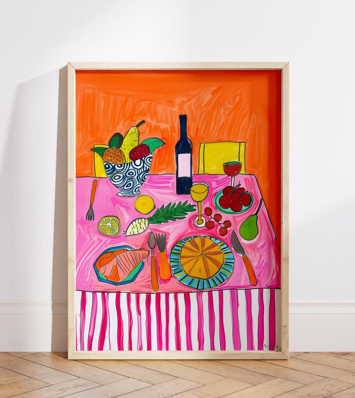 Matisse Style Colorful Dinner Table Feast Still Life Art Print