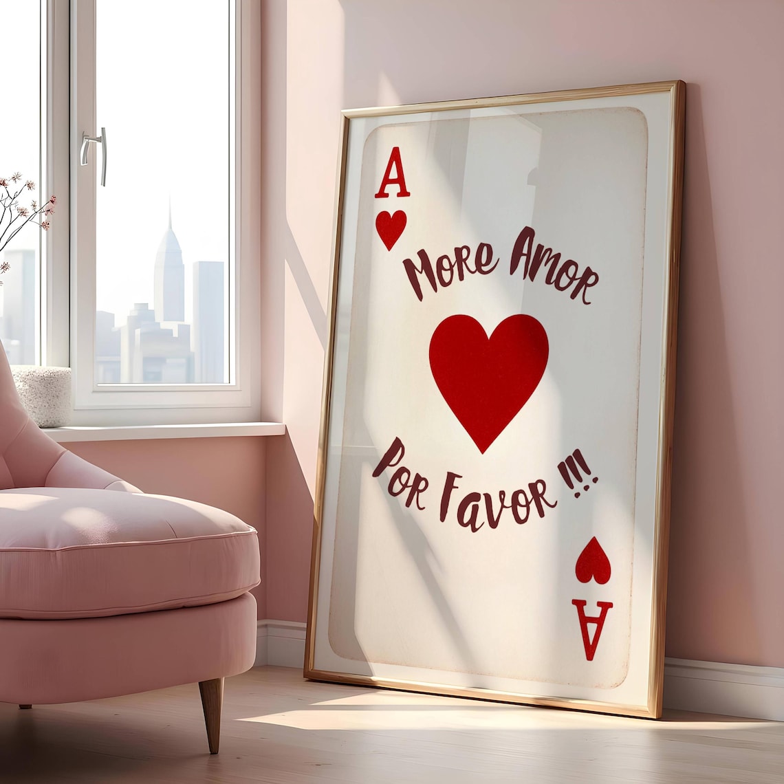 More Amor Por Favor Ace Of Hearts Romantic Love Quote Poster