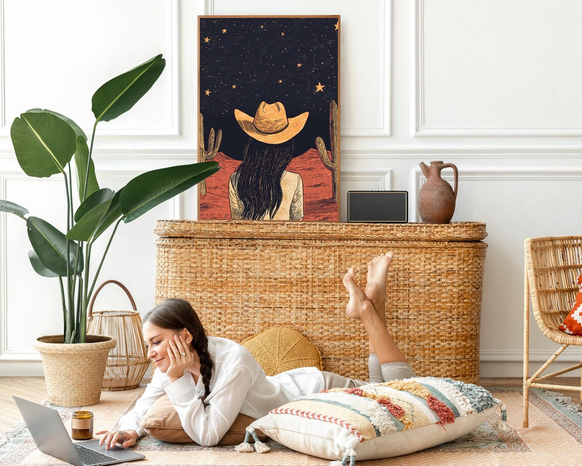 Western Cowgirl Vintage Retro Art Print - Image 6