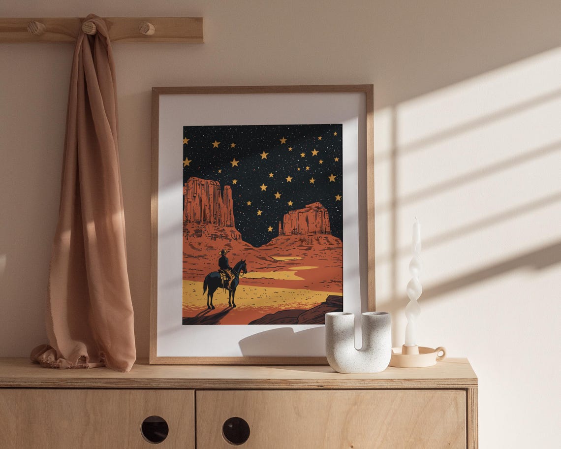 Western Cowboy Vintage Retro Art Print - Image 3