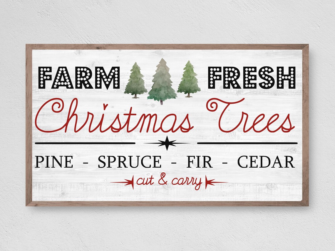 Christmas Farm Fresh Trees Art Print, Winter Holiday