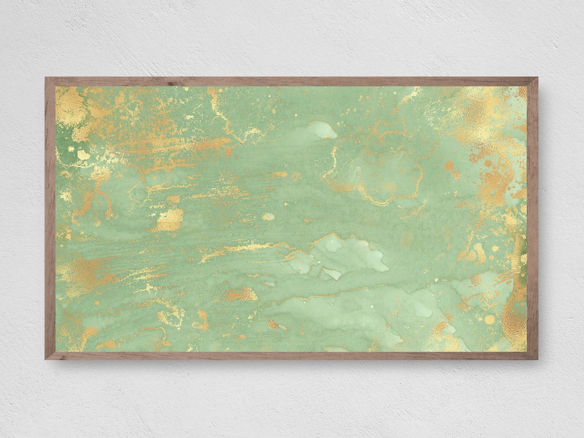 Sage Green and Gold Abstract Modern Painting Elegant Home Poster