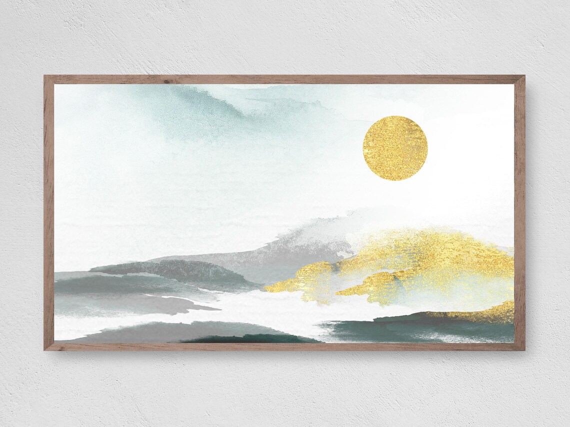 Golden Sunrise Abstract Art, Nature Landscape Print
