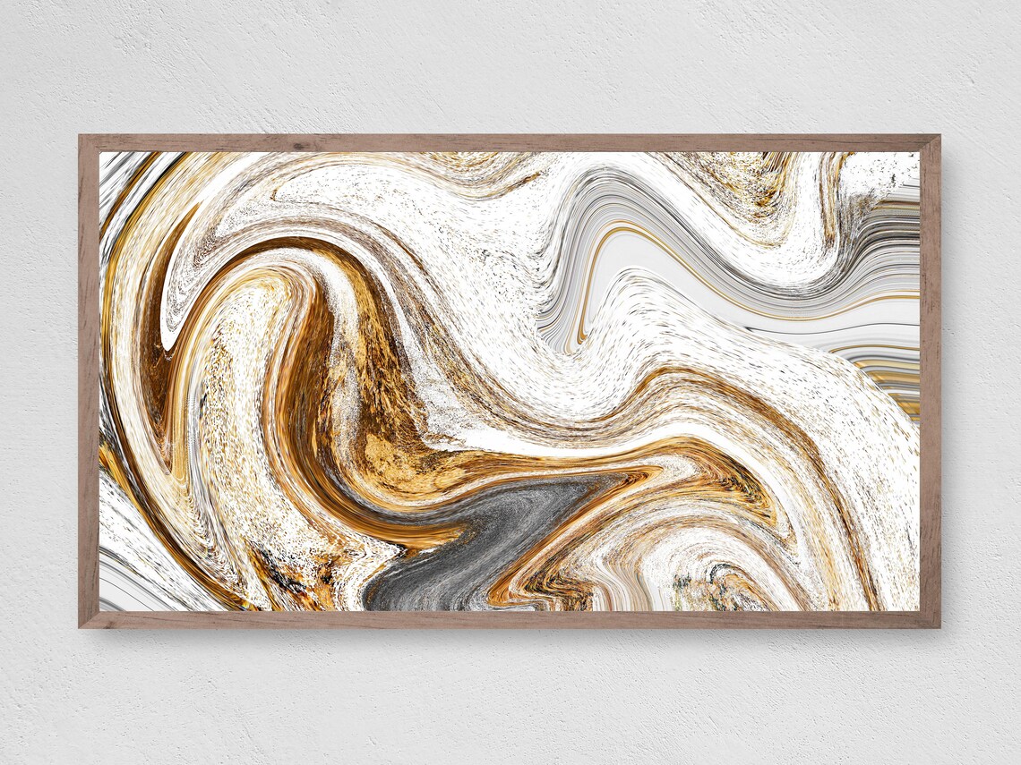 Golden Marble Swirl Abstract Modern Art Print